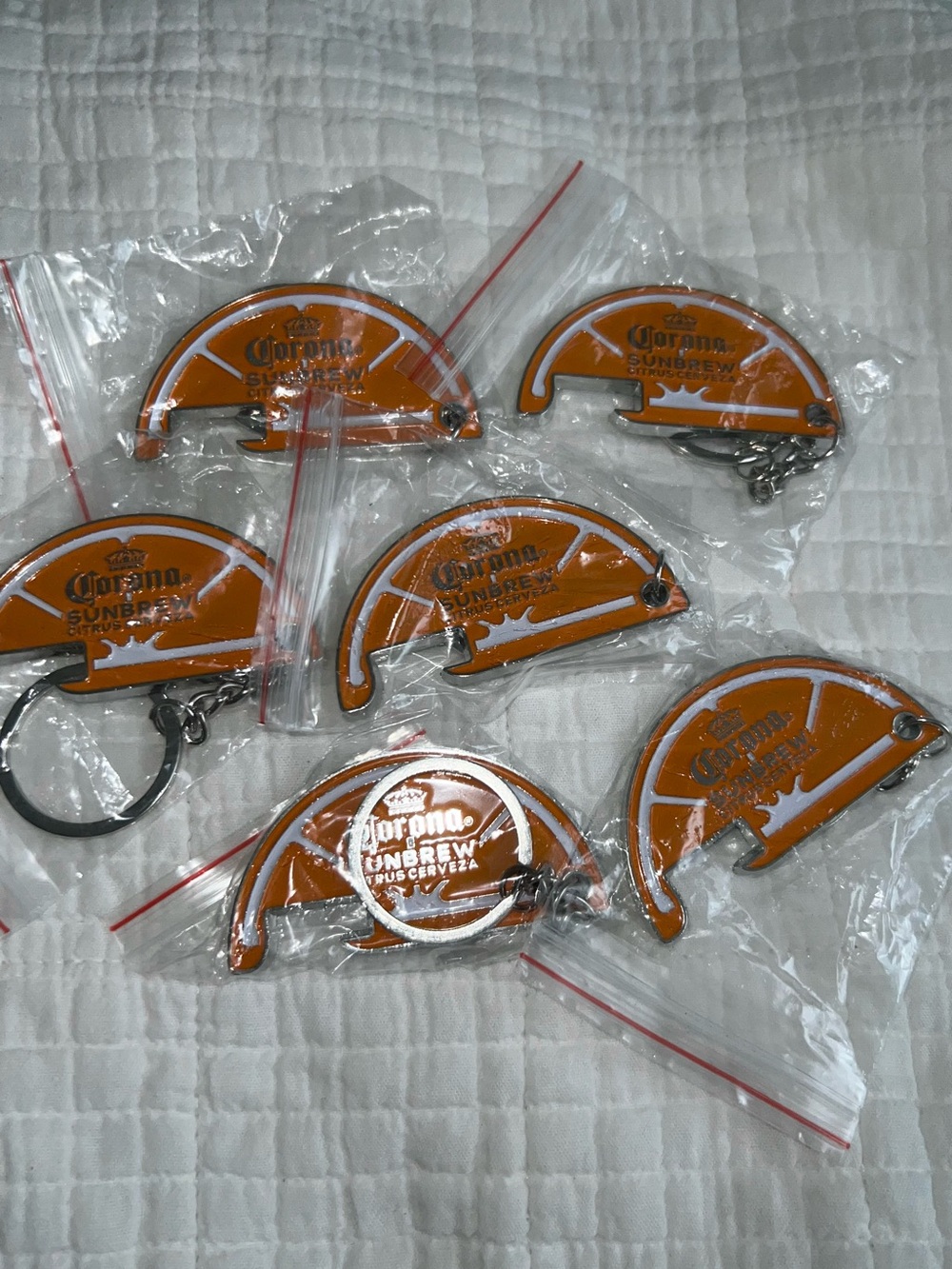Set of 6 Corona Sunbrew Citrus Cerveza Orange Slice Bottle Opener Metal Keychain